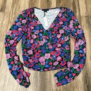 Sanctuary REVOLVE Large Floral Print Woven Jersey Knit V-Neck Long Sleeve